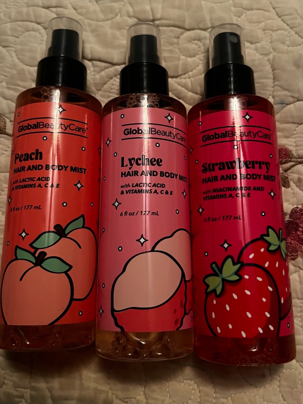 Pink Lychee, Peach and Strawberry Hair & Body Mist - Hydrating Scented Spray